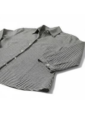 Vintage Talbots Houndstooth Button Front Shirt Womens Size 10 Black White Cotton
